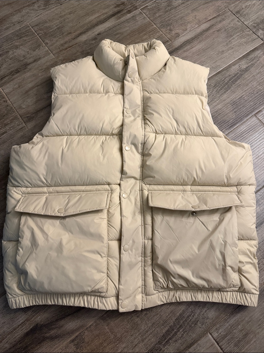 GAP Recycled Puffer Vest Men's in Moonstone Beige sz XL